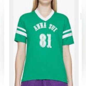 Anna Sui Green T-Shirt crew with White Accents size XL brand new no paper tags